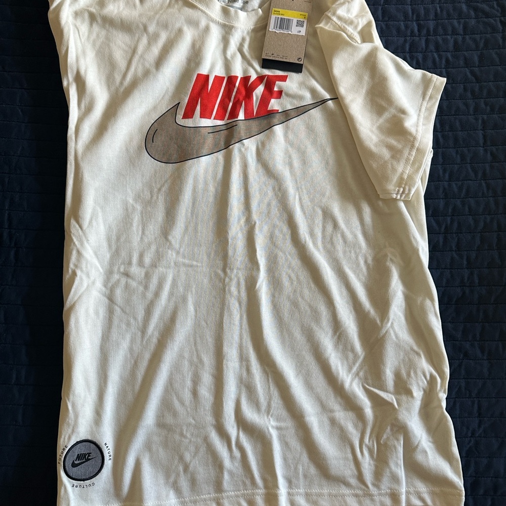 Nike Cream Tee with Red and Gray Logo